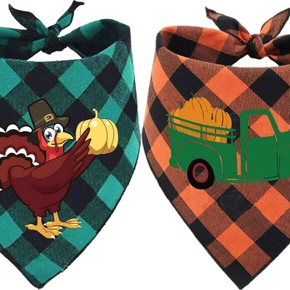 Fall Thanksgiving 2 pack bandana set Brand new in package neck 24"acro… - Picture 7 of 9